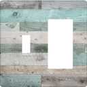 Farmhouse Toggle/Rocker Combination Switch Plate Covers Rustic Decorative Decorator/Toggle Light Switch Cover Vintage Wood 2 Gang Wall Plate for Home Kitchen Bathroom