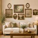 Vintage Hummingbird Wall Art, Ornate Gold Framed Floral Garden Print,, 16"L x 24"W