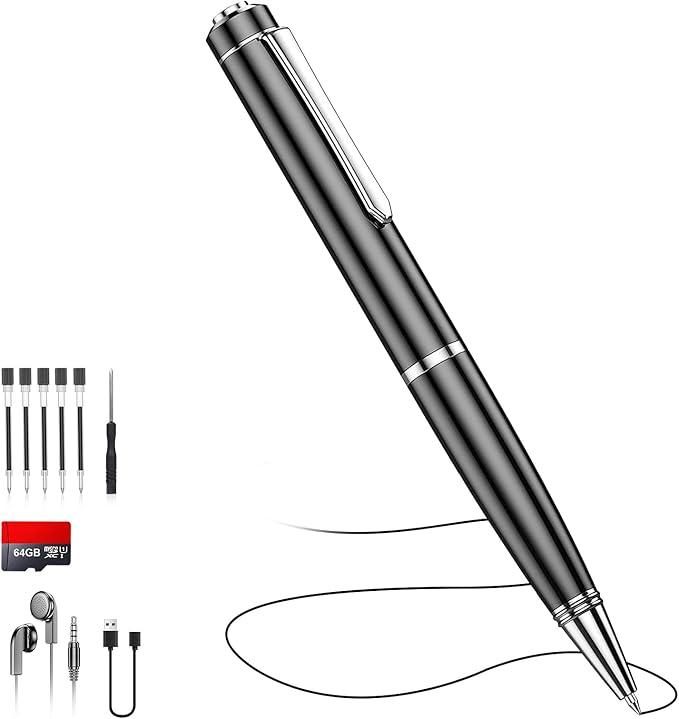 64GB Digital Voice Recorder Voice Activated Recorder with Playback, Portable Audio Recorder, Portable Recording Device with AI Noise Reduction, Portable Audio Recorder for Meeting/Course