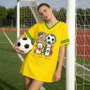 Soccer Cup 2026 Shirt Dress Women Soccer Season Dresses Game Day V-Neck Tshirt Dress Casual Short Sleeve Tops
