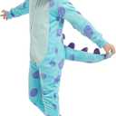 Kids Flannel Animal Onesie Costume Halloween Dress up Christmas for Girls and Boys (8 Years, Blue Dinosaur)