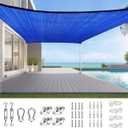 Quictent 20X20FT 185G HDPE Square Sun Shade Sail Canopy 98% UV Block Outdoor Patio Garden with Hardware Kit Blue