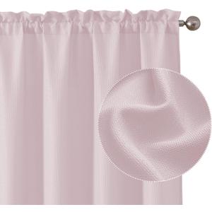 Chyhomenyc Bennet Blush Pink Curtains 63 Inch Length 2 Panels, Faux Linen Textured Semi Sheer Light Filtering Soft Airy Rod Pocket Window Treatment Drapes for Living Room Bedroom, Each 40" Wx63 L