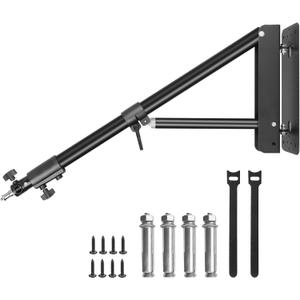 Ring Light Wall Mount with Triangle Base, 51inch/130cm Length Adjustable Support 180 Flexible Rotation, Wall Mount Boom Arm Up to 4.3ft for Photography Strobe Flash, Softbox, Reflector