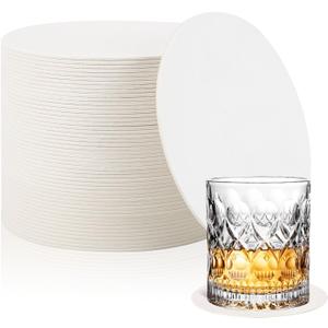 50 Pcs Thickened Paper Coasters 1.5MM, 4 Inch Disposable Round White Cardboard Coasters for Weddings Parties Catering Bars DIY Crafts