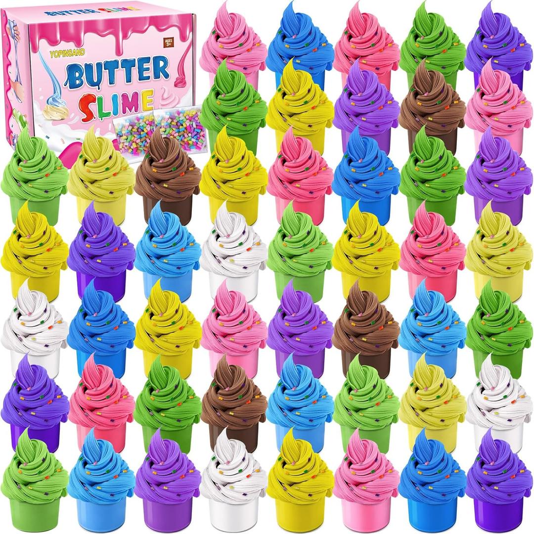 50 Pack Butter Slime Kit for Kids, Slime Toys for Boys & Girls, Scented DIY Slime Toy for Party Favor, Soft and Non-Sticky, Birthday Easter Gifts Prize for Girl Boys Kids 6 7 8 9 10 11 12