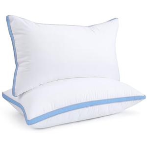 viewstar Bed Pillows King Sizes Set of 1, Hotel Quality Cooling Down Alternative Gusseted Pillows for Side, Back, or Stomach Sleepers, Blue