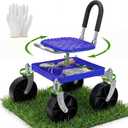 Heavy-Duty 360 Swivel Rolling Garden Seat, 330 lbs Capacity, Height Adjustable 20-24 in, with Work Gloves for Weeding, Planting, Car Detailing
