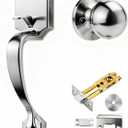 Motovecor Front Door Knob Handleset, Entry Door Handle Set with Cove Knob for Right and Left Handed Sided Doors, Interior and Exterior Entrance Passage Lock, Lower Half Grip, Satin Nickel