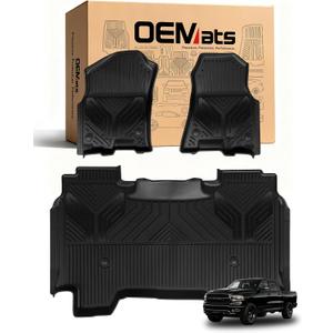 Premium Color TPE Floor Mats for Ram 1500 Crew Cab 20192024 | Bucket Seats | All-Weather Custom Fit Floor Liners Full Set | Carbon Fiber Wing Design | No Rear Under-Seat Storage (Not Classic)