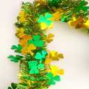 66 Ft St.Patrick's Day Tinsel Garland Decorations Shiny Thick Green Hat and Gold Shamrock Design St Patricks Day Clover Hanging Decor Garland for Irish Holiday Party Parade Floats Ornaments