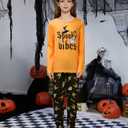 MyFav Big Girls Cute Cartoon Pajama Set Casual Comfy Loungewear Children Sleepwear (14 Years, Orange)