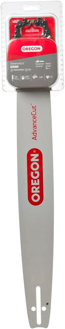 Oregon Chainsaw Guide Bar & Chain Combo, AdvanceCut Replacement for Saw Chains, Bar Length 20" (50cm) with Low Kickback Chain Set, 3/8" Pitch, 0.050" Gauge, 72 Drive Links (584818) Oregon Chainsaw Guide Bar & Chain Combo, AdvanceCut Replacement for Saw Chains, Bar Length 20" (50cm) with Low Kickback Chain Set, 3/8" Pitch, 0.050" Gauge, 72 Drive Links (584818)