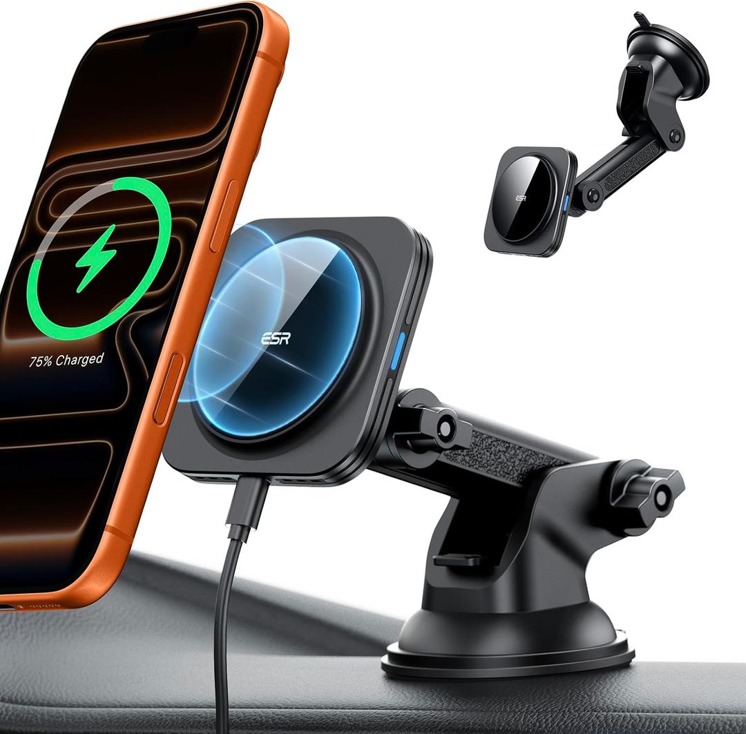 ESR for MagSafe Car Mount Charger, for Magsafe Car Charger, Dashboard Suction Cup Magnetic Car Mount, 360 Rotation, Magnetic Car Phone Holder for iPhone 17e/17/16/15/14/13/12, S26/S25, Fast Charging