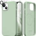GONEZ Magnetic for iPhone 14 Case, Compatible with Magsafe, with Screen Protector + Camera Protector, Anti-Scratch Microfiber Lining, Liquid Silicone Shockproof Protective Phone Case, Pastel Green