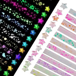 Star Origami, Colorful Decorative Paper Strips, Origami Paper Strips, DIY Origami Star Paper Strips (12 Color Glowing Star Origami/210 Sheets)