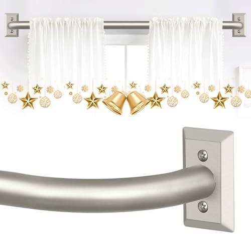 TVWOO Nickel Wrap Around Curtain Rods 28 to 48":Blackout Adjustable Window Curtain Rod,Room Darkening Heavy Duty Curved French Metal Single Drapery Rods for Bedroom Kitchen Easy Install,Brushed Nickel
