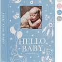 Lanpn Baby Photo Album 4x6 300 Pockets, Linen Newborn Bebe Ultrasound Photo Album with Memo Writing Area, Cover Photo Book, Picture Album for kids, Baby Boy Memory Book Keepsake Blue
