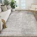 6x9 Area Rugs Living Room: Washable Large Neutral Rug Abstract Soft Modern Stain Resistant Indoor Floor Non-Slip Carpet for Bedroom Nursery Kids Office Playroom Dining Room Under Table- Brown Gray