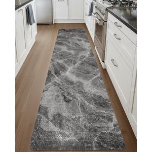 DEXI Kitchen Floor Mats Cushioned Anti Fatigue, 23x86 Large Long Standing Comfort Runner Rug Waterproof, Marble Memory Foam Padded for Front Sink Laundry, Dark Grey