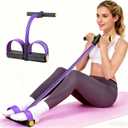 Pedal Resistance Bands with Handles, Upgrade 6-Tubes Manual Tension Training Pedal, Natural Rubber Foot Pedal Resistance Bands, Multifunction Fitness Bands for Abdomen, Waist, Arm, Leg (Purple)