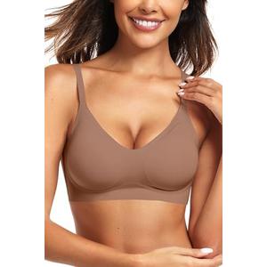 Vertvie Womens Seamless Jelly Bras No Underwire Comfort Push Up Bras Buttery Soft Wireless Bralette Full Coverage Sports Bra, Size L