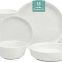 Gibson Home Oslo Porcelain Chip and Scratch Resistant Dinnerware Set, Service for 4 (16pcs), Plates and Bowls Dishes Sets, White