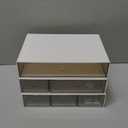 Lyellfe 3 Tier Desk Organizer with Drawer, Stackable Desktop Storage Box, Clear Plastic Office Supplies Jewelry Storage Case, Makeup and Stationary Organizer for Cosmetic, School Supply