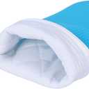 Silicone Oven Mitt Set 7"x14", Extra Long Oven Mitts Heat Resistant Non-Slip Quilted Liner Kitch Oven Gloves for BBQ, Baking, Cooking, Beige