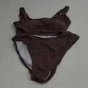 Pink Queen Women's Crop Top High Waisted Cheeky Bikini Set Two Piece Swimsuits (Large, 02 - Dark Brown)