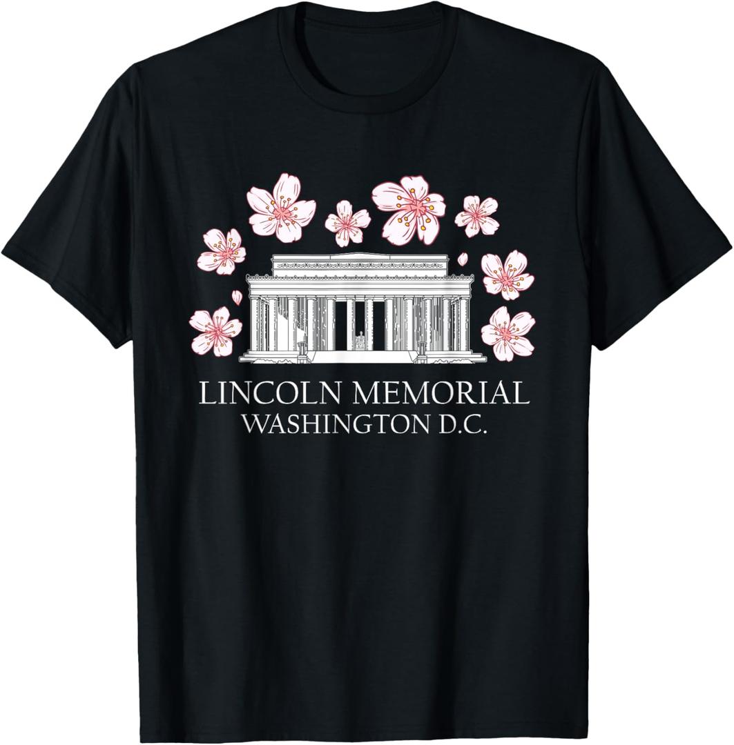 Lincoln Memorial Washington DC Monument Cherry Blossoms T-Shirt, Large