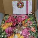 24 Inch Spring Wreaths for Front Door Outside,Handcrafted Garden Rose & Peony Style Summer Wreath with Pink,Orange Ivory Flowers- Lush Spring Door Wreath for Farmhouse Home Wall Porch Window