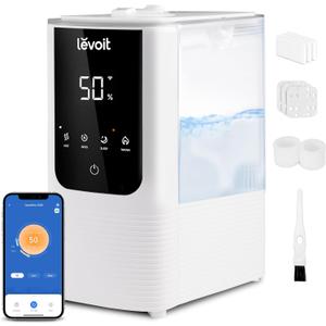 LEVOIT Humidifiers for Bedroom Home, Smart Warm and Cool Mist Air Humidifier for Large Room, Auto Customized Humidity, Fast Symptom Relief, Easy Top Fill, Essential Oil, Quiet, OasisMist 4.5L, White