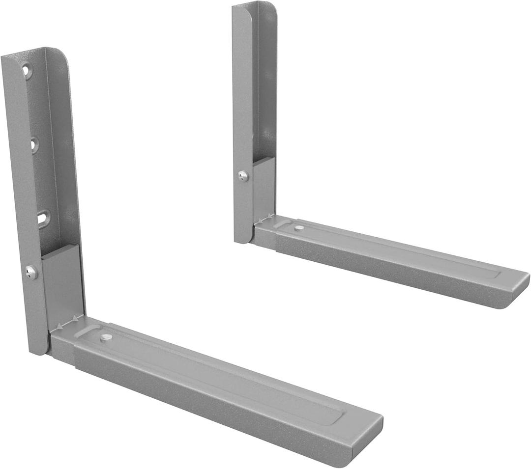 AVF Steel Universal Wall-Mounted Microwave Brackets in Silver (Set of 2)