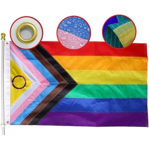 Premium New Progress Pride Flag 3x5 Ft Outdoor, Longest Lasting Heavy Duty Nylon 220D Sewn Stripes | All Inlcusive Progressive Flags House Decoration Banner