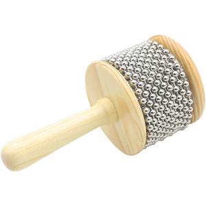 Wooden Cabasa Hand Shaker Percussion Instrument with Metal Beads for Classroom Band 3.4" Size