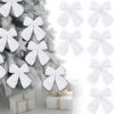 Norme 12 Pcs Faux Fur White Bows Ornaments for Christmas Tree Decoration 6 Inch Furry Plush Farmhouse Bows Hanging Ornaments Rustic Boho Christmas Decoration for Xmas Tree Party Decor Holiday