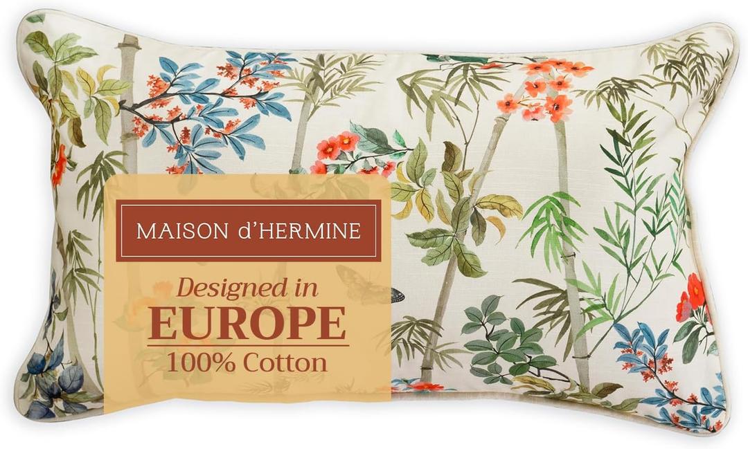 Maison d' Hermine Decorative Pillow Covers 12x20 Inch Rectangle 100% Cotton Throw Pillow Covers with Invisible Zipper for Living Room Couch, Chair, Sofas, Bedroom, Home (Canne - Light Beige)