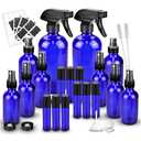Loretoy Glass Spray Bottle Kit10 (216 oz, 24 oz, 62 oz), 910 ml Roller Bottles, Anti UV, Multi Size and Versatile, Suitable for Aromatherapy, Facial Moisturizing, Watering, etc.(Blue)