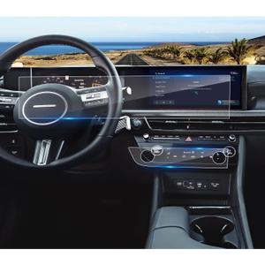 2024 2025 2026 Sonata Screen Protector for Hyundai Sonata (Dual 12.3Inch+AC Display) (S/SEL/SEL Sport/N Line/Blue/Limited), 9H Tempered Glass 2026 2025 Sonata Hybrid Accessories HD Transparent