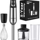 1000W Powerful Immersion Blender Handheld, 2025 New Update Hand Blender with 25-Speed and Heavy-Duty Copper Motor, 4 in 1 Hand Mixer with Chopper, Whisk, Beaker and Wand