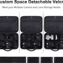 L LTGEM Large Camera Case Compatible with Canon/Sony/Nikon DSLR Mirrorless Camera and Multiple Lens, Hard Travel Carrying Case with 5 Dividers and Shoulder Strap, Navy Blue