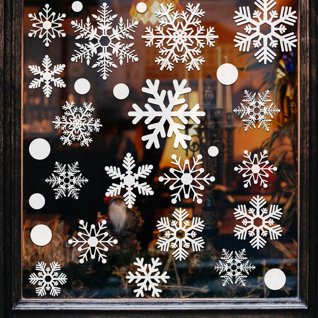 321pcs Christmas Window Decals - 9 Sheets of Snowflakes, Winter & Holiday Designs for Glass Windows