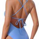 SUUKSESS Women Sexy Low Back One Piece Swimsuit Slimming Tummy Control Bathing Suit, S