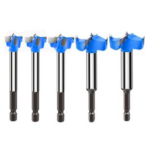 Forstner Drill Bits for Precise Woodworking Tungsten Carbide Forstner Bit Set for Wood Plastic Plywood with Hex Shank 5PCS (5/8"-1-3/8")
