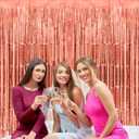 4 x Thicken Rose Gold Foil Fringe Curtains Decorations 3.2x8.2ft - 2 Pack, Photo Backdrop for Birthday Bachelorette Bridal Shower Baby Shower Graduation Party, Party Streams Decor