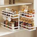 Magheo Pull Out Spice Rack Organizer for Cabinet, 2 Pack Metal Seasoning Organizer Slide Out Spice Storage Shelf No Assembly Vertical Spice Rack Pullout for Kitchen & Bahthroom No Drill(2 Tier,White)