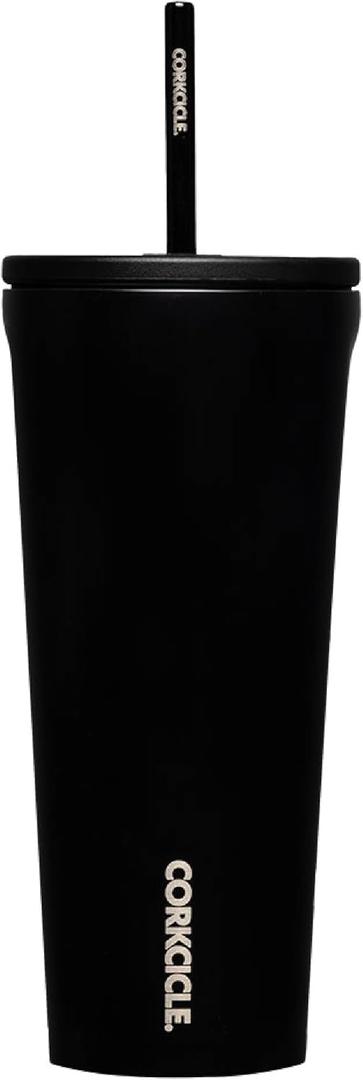 Corkcicle Cold Cup Insulated Tumbler with Lid and Straw, Matte Black, 24 oz  Reusable Water Bottle Keeps Beverages Cold for 12hrs, Hot 5hrs  Cupholder Friendly Tumbler, Lid for Flexible Sipping
