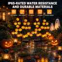 2PCS Solar Pumpkin Stake Pathway Lights, IP65 Waterproof Halloween Outdoor Decor with Steady On & Flash Lighting Modes，Solar-Powered Decor for Garden Yard Lawn Halloween Party (Yellow Pumpkin)