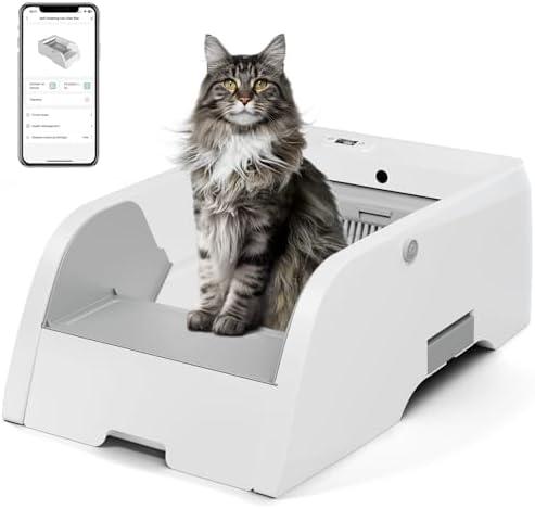 S6 Self Cleaning Litter Box, Upgraded Automatic Cat Litter Box Self Cleaning That Can Use Clumping Cat Litter, Anti Pinch and Odorless Electric Litter Box